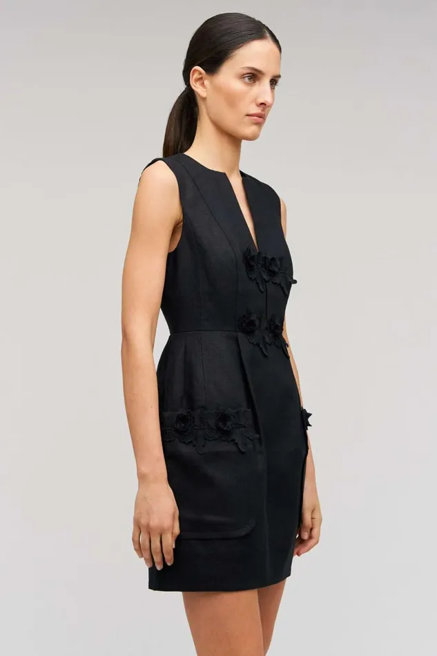 Oroton Rosebud Lace Mini Dress Black Women Dresses Oroton Rosebud Lace Mini Dress Black Women Dresses