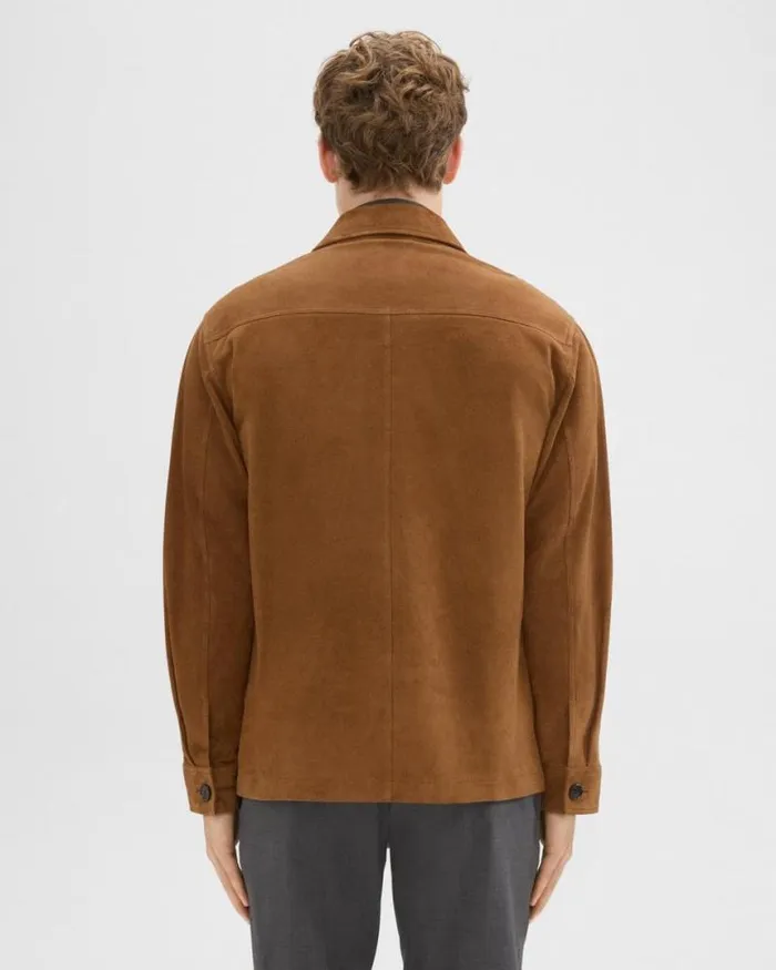 Outerwear Men Theory Closson Military Jacket In Suede Teak Outerwear Men Theory Closson Military Jacket In Suede Teak