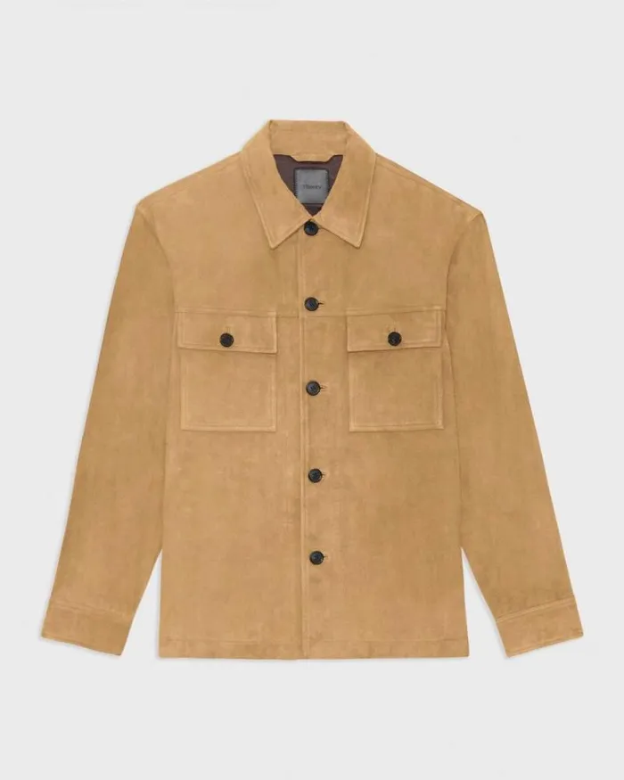 Outerwear Men Theory Closson Military Jacket In Suede Teak Outerwear Men Theory Closson Military Jacket In Suede Teak
