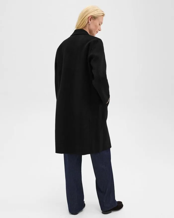 Outerwear Women Theory DoubleBreasted Coat In DoubleFace WoolCashmere Black