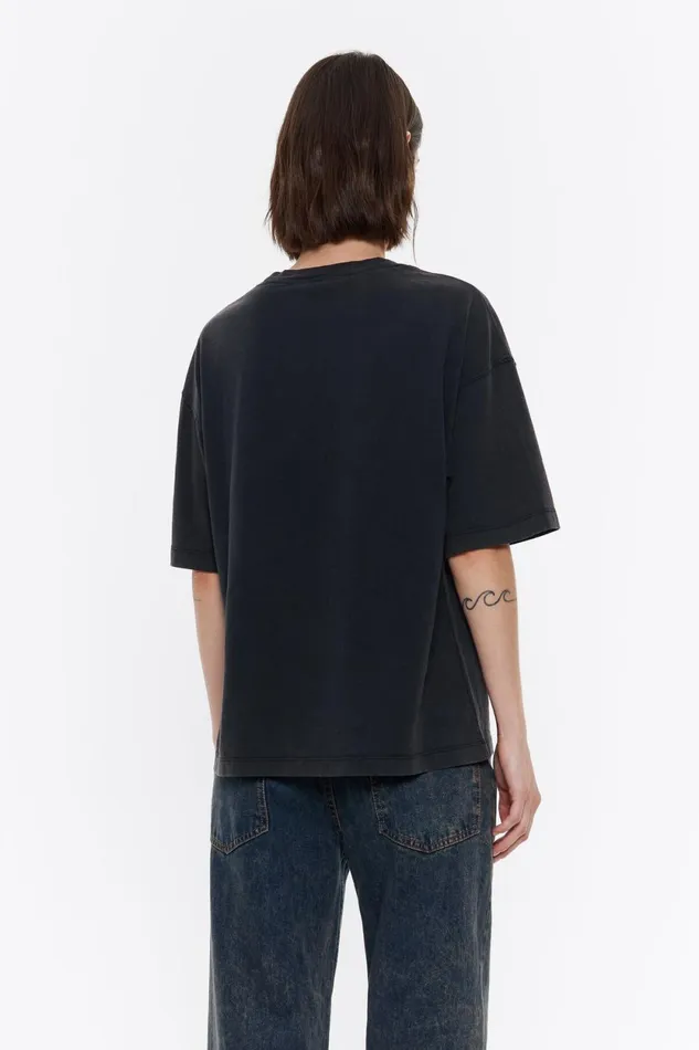 Oversize Black Logo Tshirt Washed Black Women Bimba Y Lola TShirts