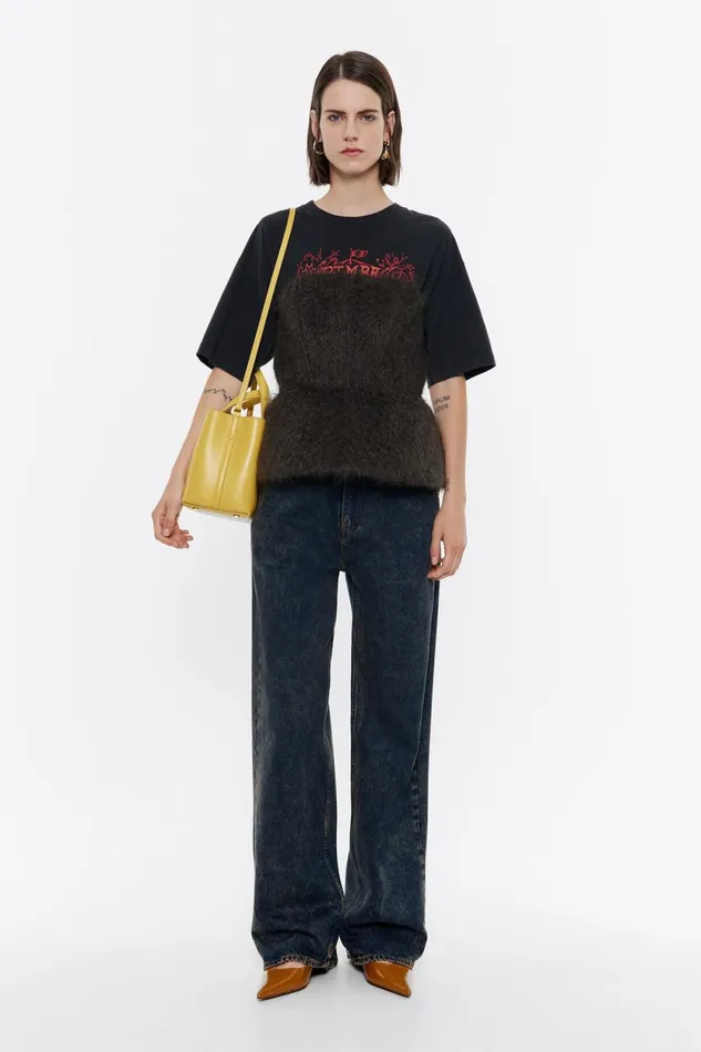 Oversize Black Logo Tshirt Washed Black Women Bimba Y Lola TShirts