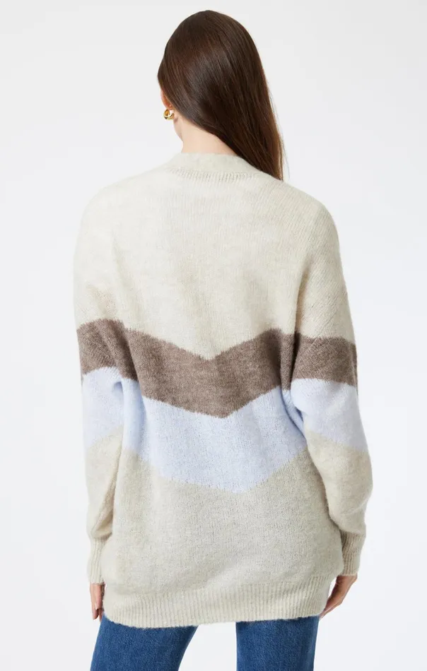 Oversized Cardigan In Taupe Grey Stripe Women Mavi Jeans Sweaters Oversized Cardigan In Taupe Grey Stripe Women Mavi Jeans Sweaters