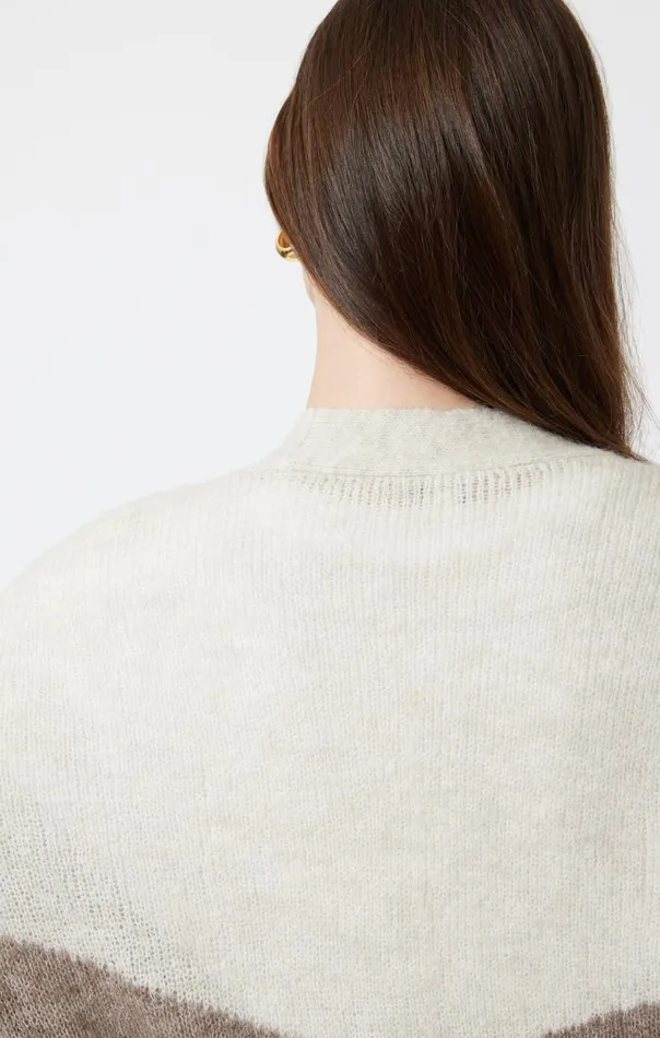 Oversized Cardigan In Taupe Grey Stripe Women Mavi Jeans Sweaters Oversized Cardigan In Taupe Grey Stripe Women Mavi Jeans Sweaters