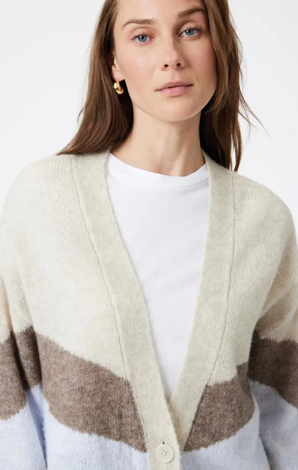 Oversized Cardigan In Taupe Grey Stripe Women Mavi Jeans Sweaters Oversized Cardigan In Taupe Grey Stripe Women Mavi Jeans Sweaters