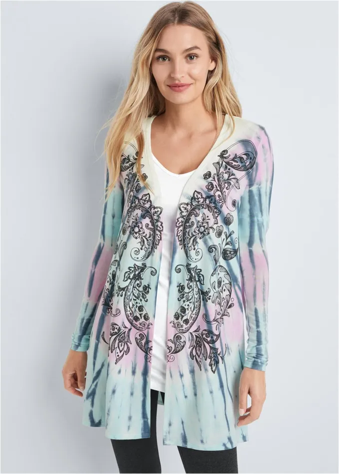 PAISLEY PRINT TIE DYE LOUNGE CARDIGAN Blue Multi Women VENUS Jackets
