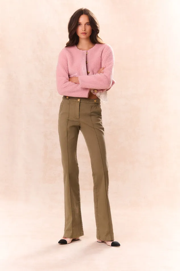 Pants and Shorts Women LoveShackFancy Costella Tailored Pant Olive