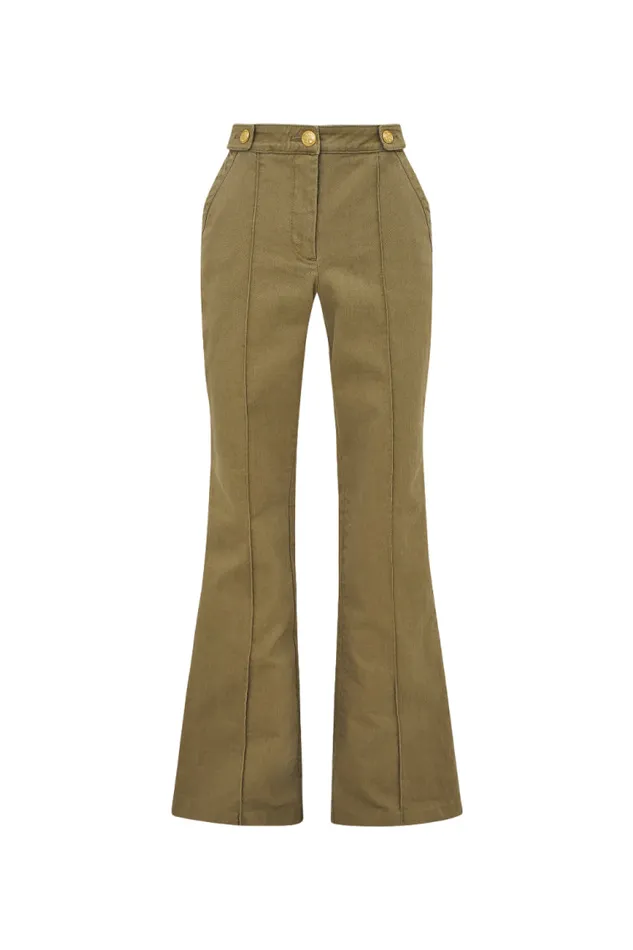 Pants and Shorts Women LoveShackFancy Costella Tailored Pant Olive