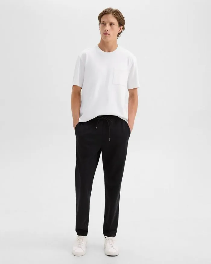 Pants Men Theory Drawstring Pant In Scuba Black