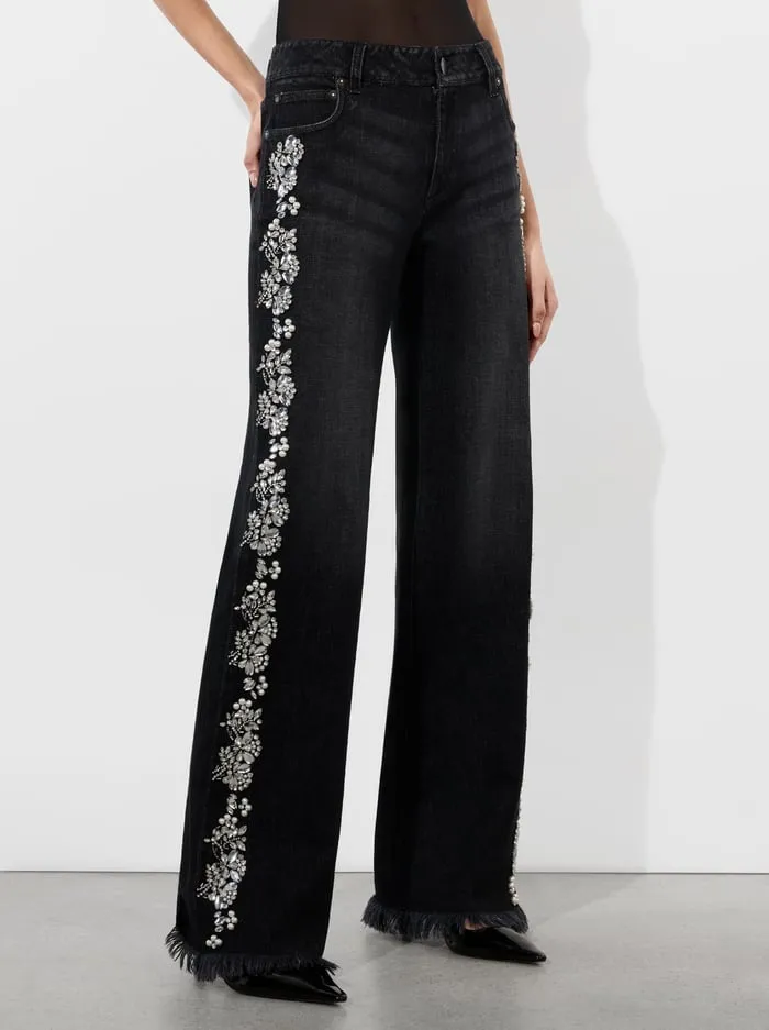 Pants Women Alice Olivia Roxie Embellished Jean Georgia Vintage Black
