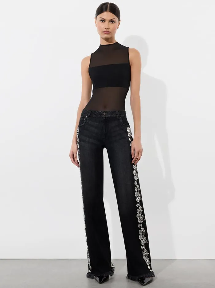 Pants Women Alice Olivia Roxie Embellished Jean Georgia Vintage Black