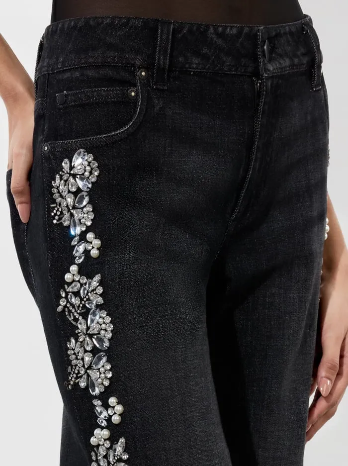 Pants Women Alice Olivia Roxie Embellished Jean Georgia Vintage Black