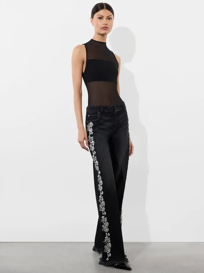 Pants Women Alice Olivia Roxie Embellished Jean Georgia Vintage Black