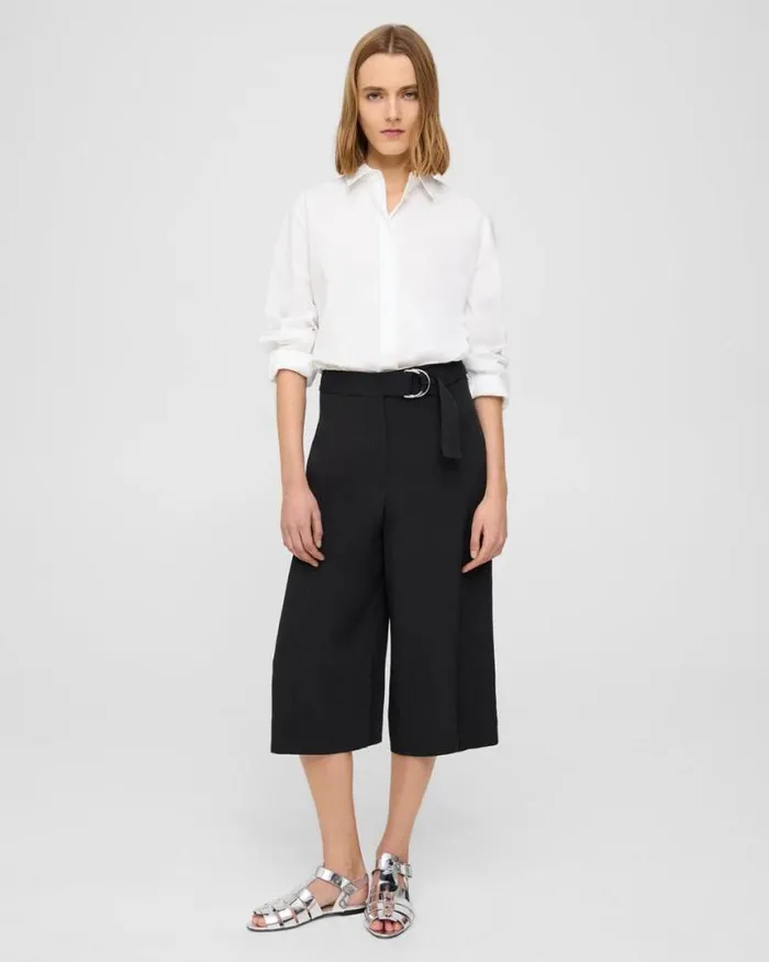 Pants Women Theory Belted Culotte In Viscose Black