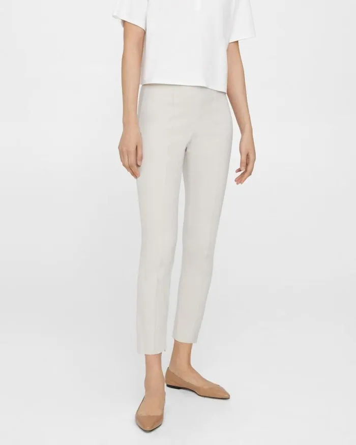 Pants Women Theory Pintucked Slim Pant In Stretch Cotton Sand Pants Women Theory Pintucked Slim Pant In Stretch Cotton Sand