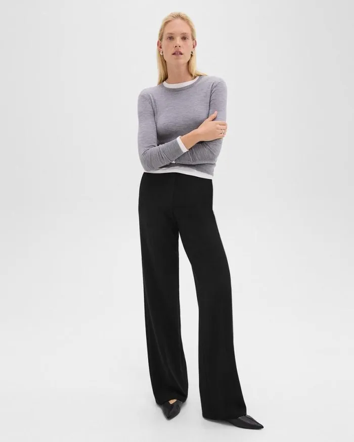 Pants Women Theory Relaxed Straight Pant In Admiral Crepe Black