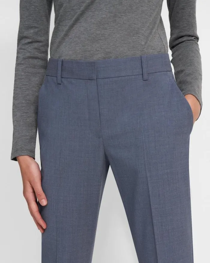 Pants Women Theory Treeca Pant In Good Wool Blue Grey Melange