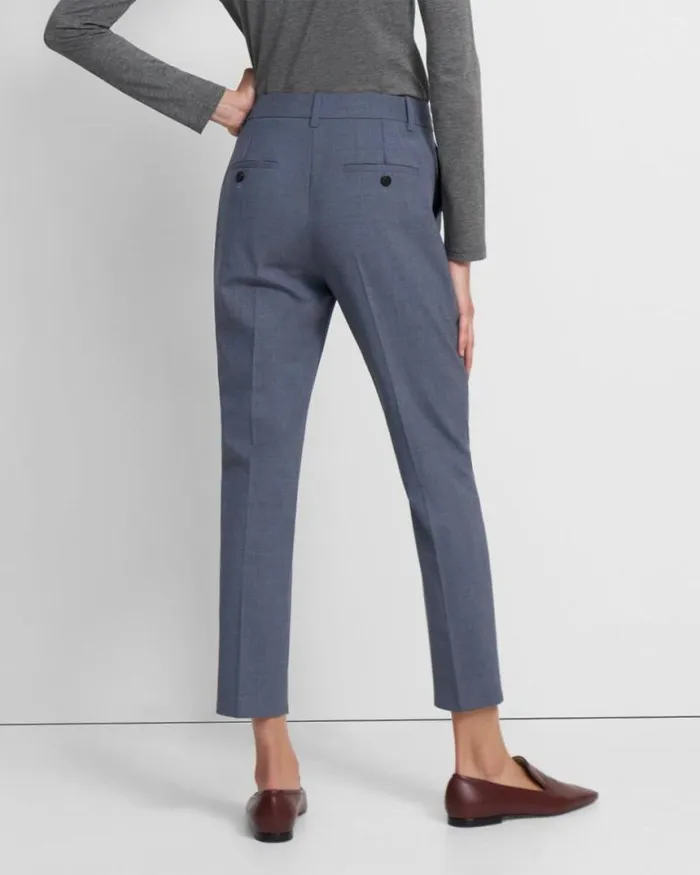 Pants Women Theory Treeca Pant In Good Wool Blue Grey Melange