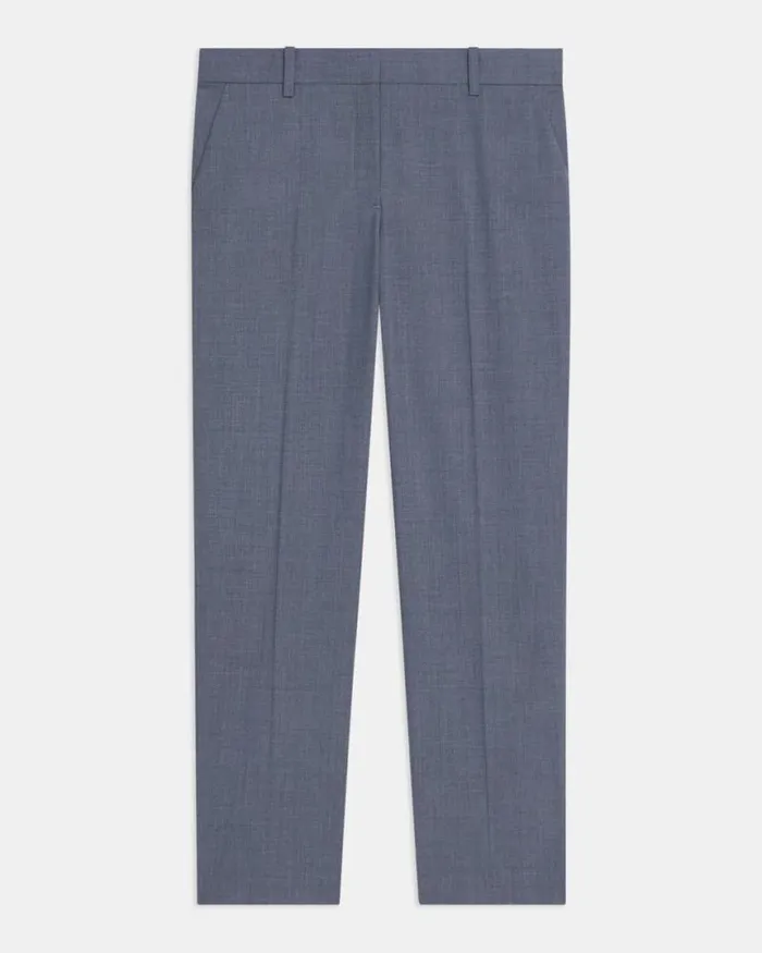 Pants Women Theory Treeca Pant In Good Wool Blue Grey Melange
