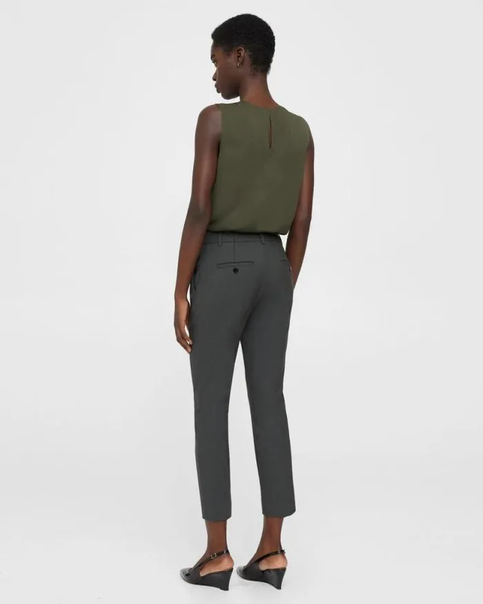 Pants Women Theory Treeca Pant In Good Wool Deep Green