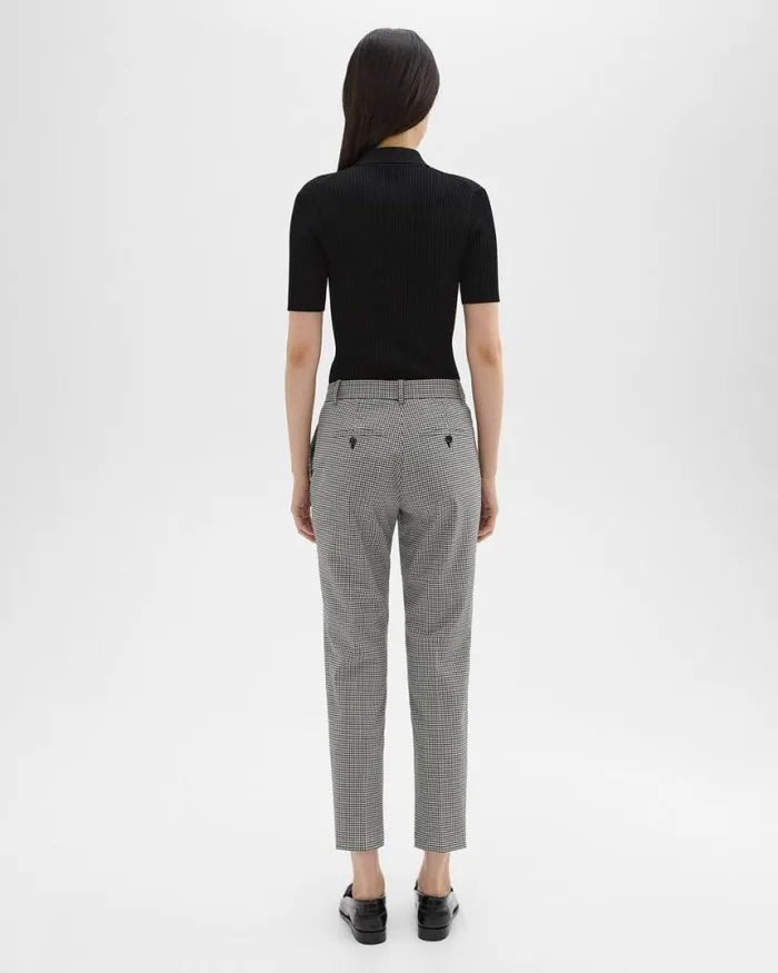 Pants Women Theory Treeca Pant In Plaid Stretch Wool Black Multi Pants Women Theory Treeca Pant In Plaid Stretch Wool Black Multi