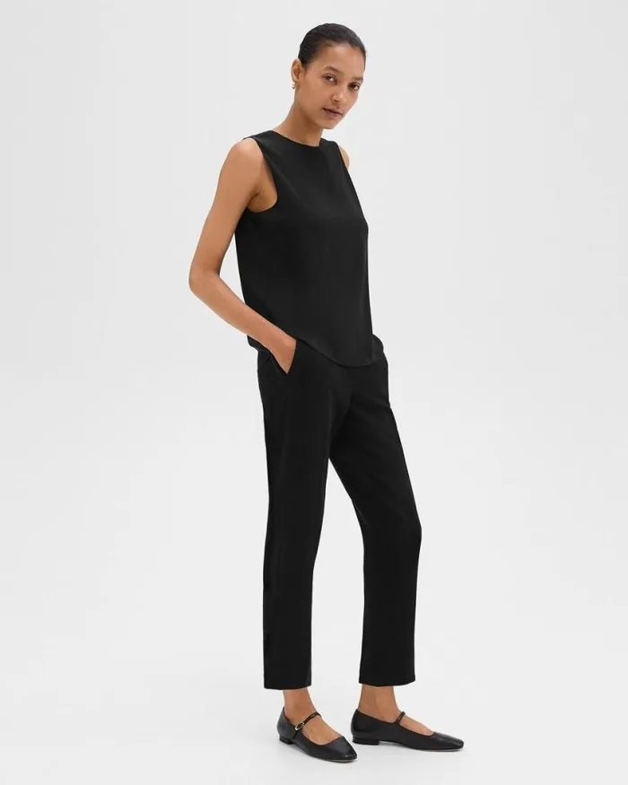 Pants Women Theory Treeca PullOn Pant In Admiral Crepe Black