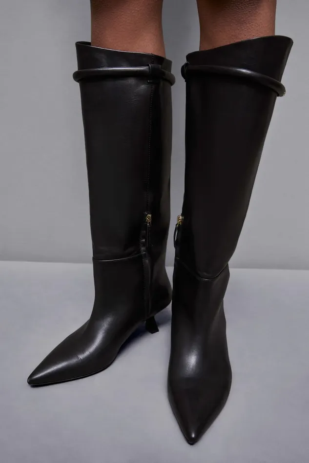 Patrizia Pepe Boots Tube Leather Boots With Zipper Black 8211 Women
