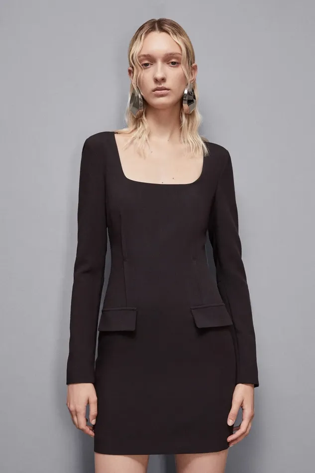 Patrizia Pepe Dresses Mini Slim Fit Twill Dress Black 8211 Women