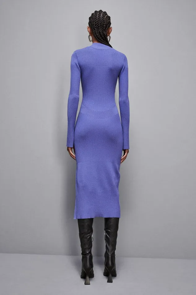 Patrizia Pepe Dresses Ribbed Wool Midi Dress Blue 8211 Women