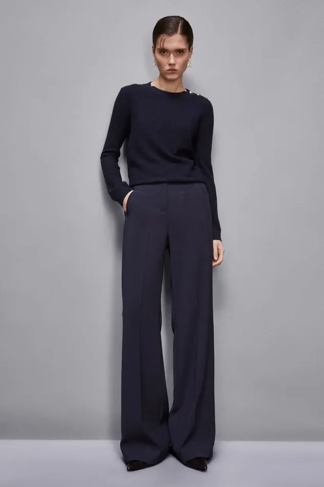 Patrizia Pepe Knitwear Sweater With Buttons Detail Blue 8211 Women