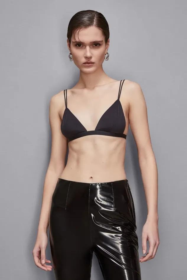 Patrizia Pepe Lingerie And Beachwear Microfiber Triangle Bra Black 8211 Women