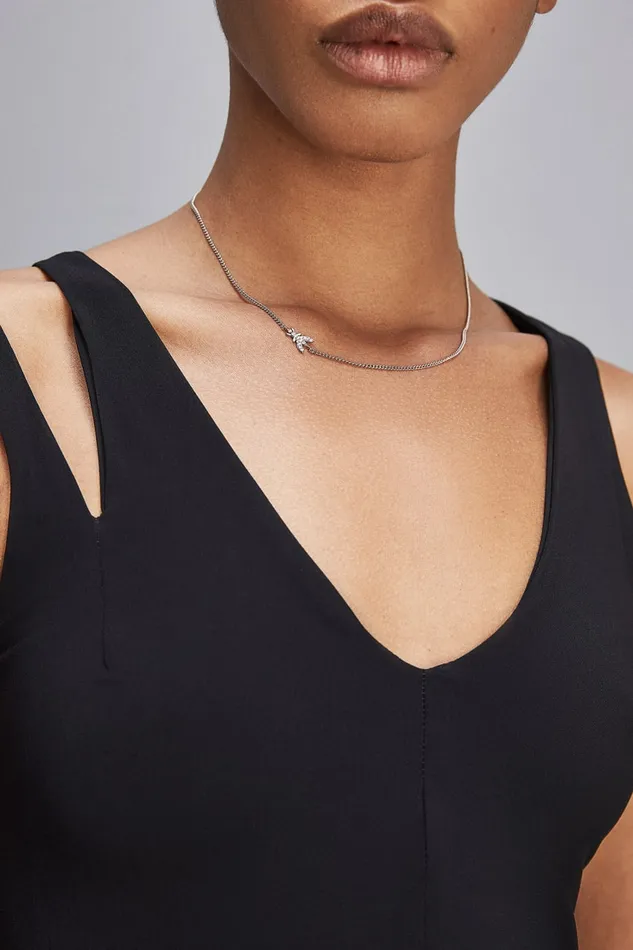 Patrizia Pepe Necklaces Rhinestone Necklace Silver 8211 Women