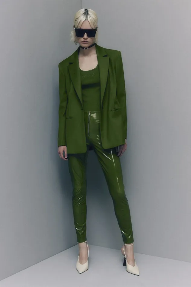 Patrizia Pepe Pants and Jeans HighWaisted Faux Leather Leggings Green 8211 Women