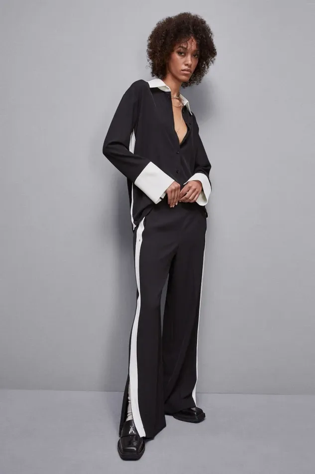 Patrizia Pepe Pants and Jeans Low Waist Pants With Colorful Band Black 8211 Women
