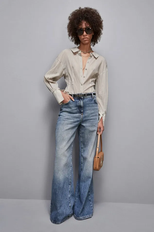 Patrizia Pepe Pants and Jeans LowWaisted WideLeg Jeans Blue 8211 Women