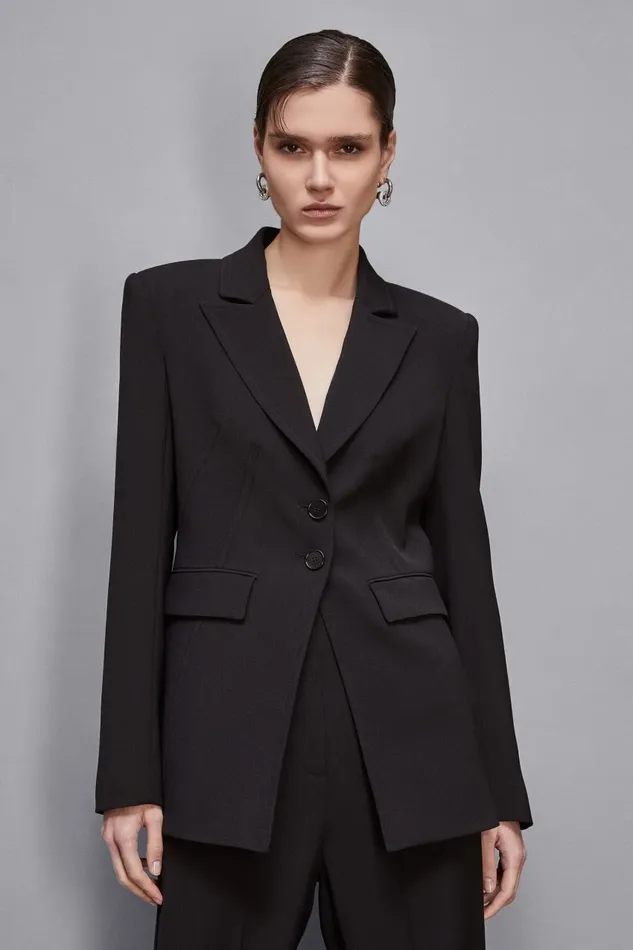 Patrizia Pepe Tailleur Essential Feminine Fit TwoButton Jacket Black 8211 Women