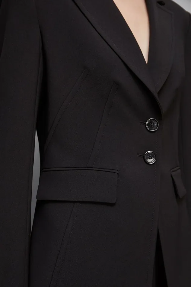 Patrizia Pepe Tailleur Essential Feminine Fit TwoButton Jacket Black 8211 Women