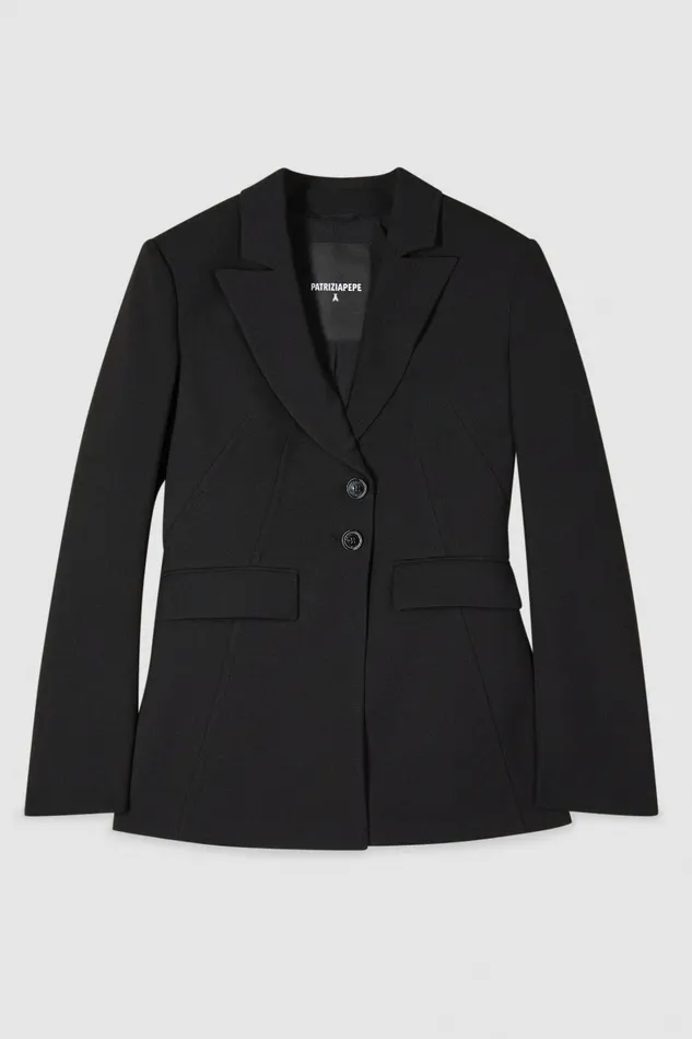 Patrizia Pepe Tailleur Essential Feminine Fit TwoButton Jacket Black 8211 Women