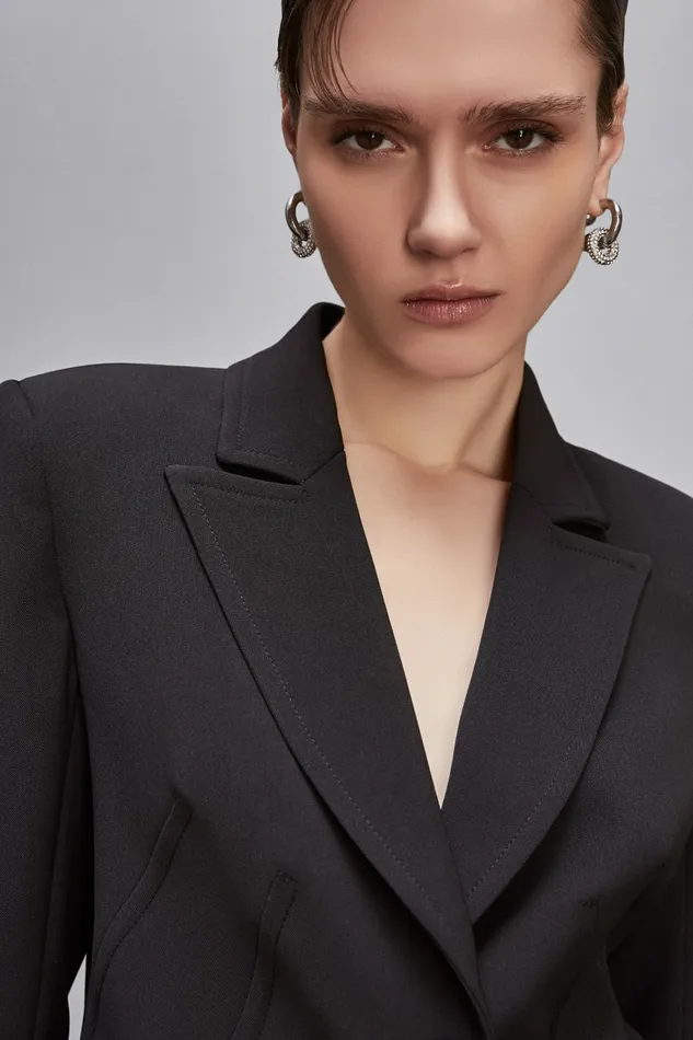 Patrizia Pepe Tailleur Essential Feminine Fit TwoButton Jacket Black 8211 Women