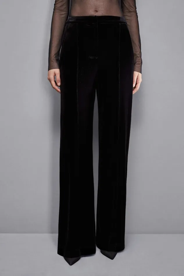 Patrizia Pepe Tailleur Essential Velvet Palazzo Pants Black 8211 Women