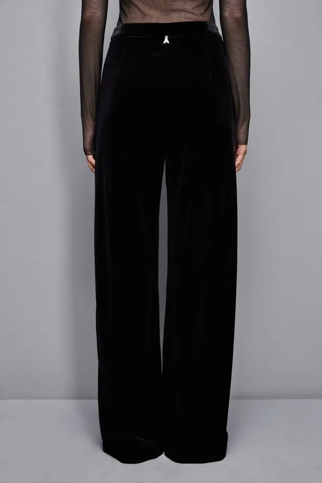 Patrizia Pepe Tailleur Essential Velvet Palazzo Pants Black 8211 Women