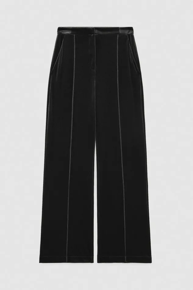 Patrizia Pepe Tailleur Essential Velvet Palazzo Pants Black 8211 Women
