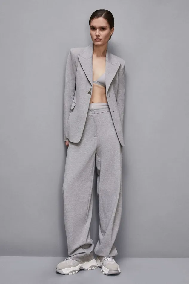 Patrizia Pepe Tailleur Jacket With Fly Embroidery Grey 8211 Women