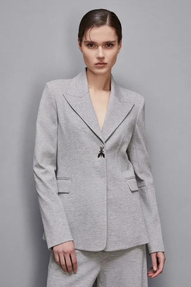 Patrizia Pepe Tailleur Jacket With Fly Embroidery Grey 8211 Women