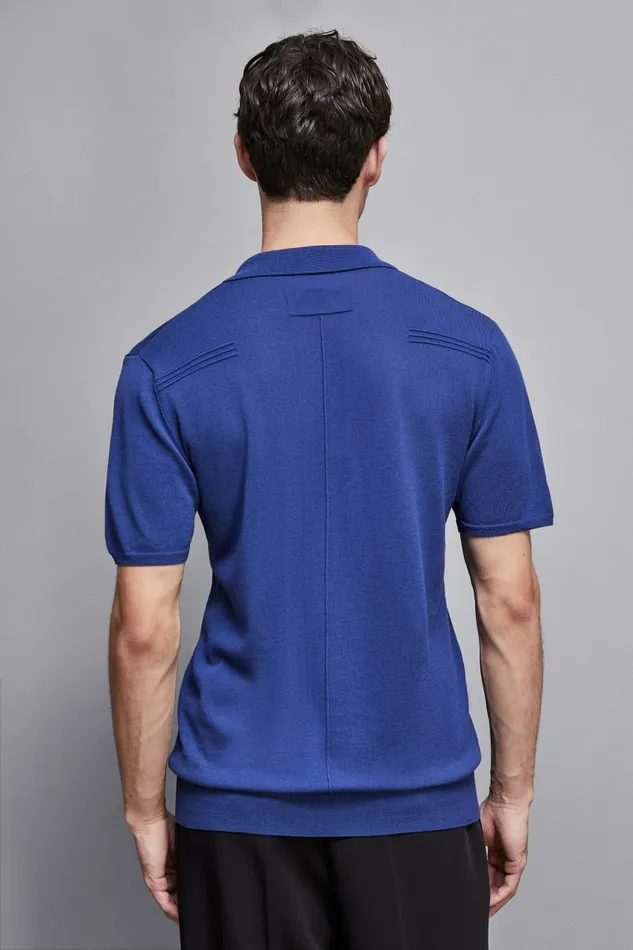 Patrizia Pepe Tops and Shirts Knitted Polo Shirt Blue 8211 Men