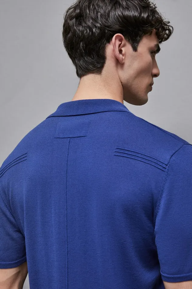 Patrizia Pepe Tops and Shirts Knitted Polo Shirt Blue 8211 Men