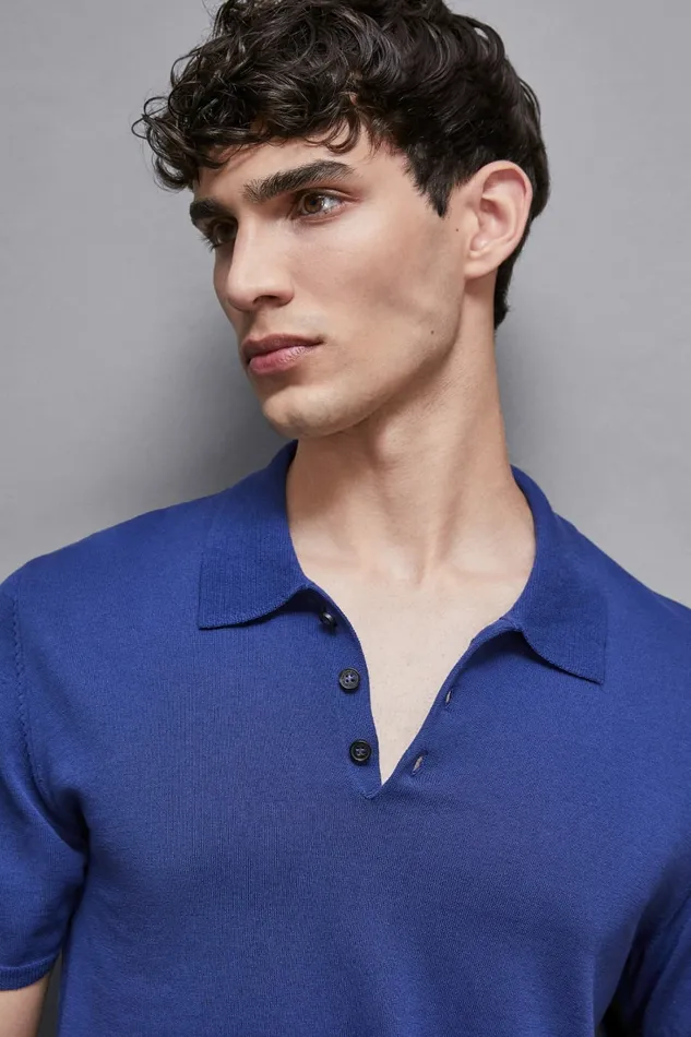 Patrizia Pepe Tops and Shirts Knitted Polo Shirt Blue 8211 Men