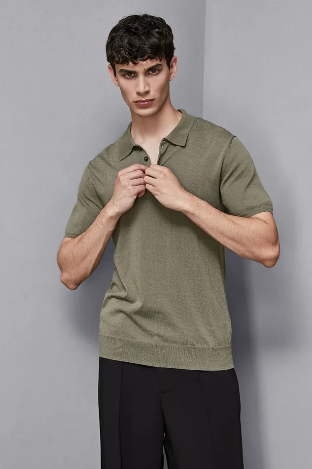 Patrizia Pepe Tops and Shirts Knitted Polo Shirt Green 8211 Men