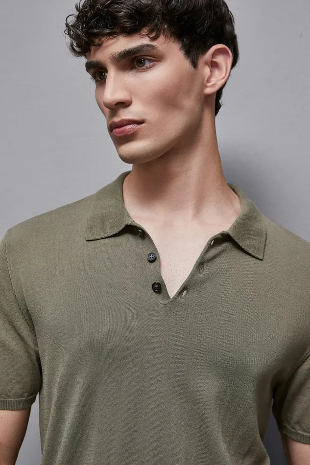 Patrizia Pepe Tops and Shirts Knitted Polo Shirt Green 8211 Men