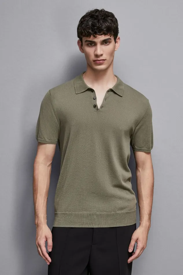 Patrizia Pepe Tops and Shirts Knitted Polo Shirt Green 8211 Men